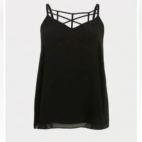 Torrid Black Sophie Chiffon Lattice Tank Top 00 - Picture 2 of 4